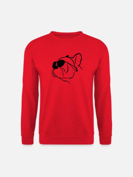 Bulldoggenbrille (G) - Unisex Pullover - Rot