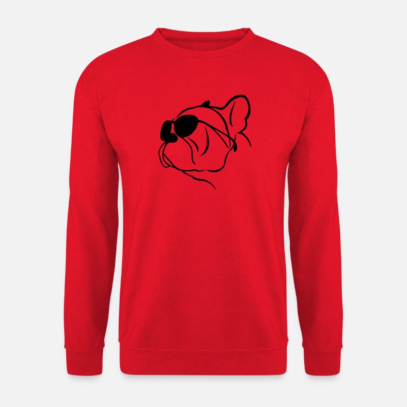 Bulldoggenbrille (G) - Unisex Pullover - Rot