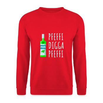Pfefferminz Likör Pfeffi Vatertag Sauf - Unisex Pullover - Rot - Vorne - Alina (178cm) & Michal (187cm)