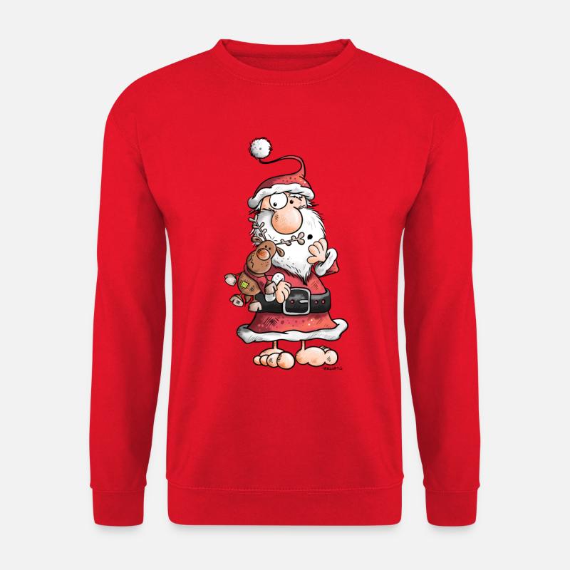 Weihnachtsmann knuddelt Rentier - Unisex Pullover - Rot