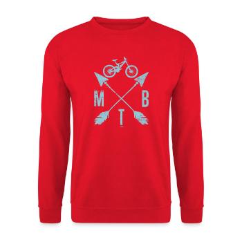 MTB Crest Bike Arrows Monogramm - Unisex Pullover - Rot - Vorne - Alina (178cm) & Michal (187cm)