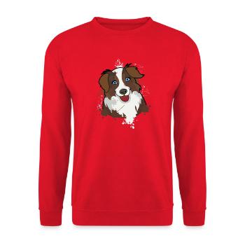 Australian Shepherd - Sweat-shirt Unisexe - rouge - Devant - Alina (178cm) & Michal (187cm)