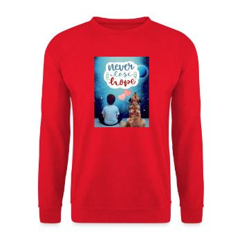 Never lose Hope Verliere nie die Hoffnung - Unisex Pullover - Rot - Vorne - Alina (178cm) & Michal (187cm)