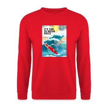 T-Shirt SKELETON SURFER - IT'S TIME TO BREAK RULES - Unisex Sweatshirt - red - Front - Alina (178cm) & Michal (187cm)