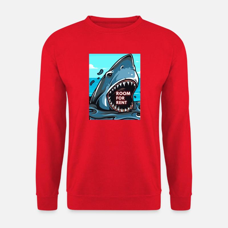 Shark Hai lustiger Spruch Comic - Room for Rent - Unisex Pullover - Rot