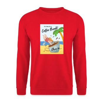 Kaffee Pause - ItsTime for a Coffee Break Dive in - Unisex Pullover - Rot - Vorne - Alina (178cm) & Michal (187cm)