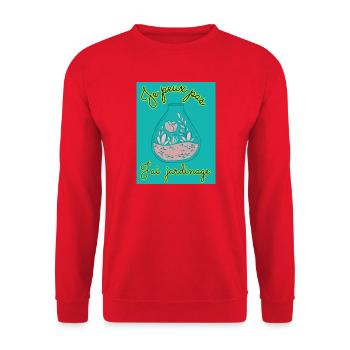 JE PEUX PAS,JARDINAGE,PRINTEMPS,JARDIN,JARDINIER - Sweat-shirt Unisexe - rouge - Devant - Alina (178cm) & Michal (187cm)