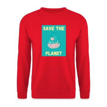 ECOLOGY. PLANET. NATURE. GARDEN. TREE. FLOWER - Unisex Sweatshirt - red - Front - Alina (178cm) & Michal (187cm)