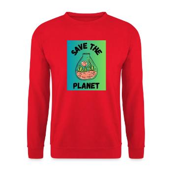PLANET. PLANET. FEDER. GARTENARBEIT. RUHESTAND - Unisex Pullover - Rot - Vorne - Alina (178cm) & Michal (187cm)