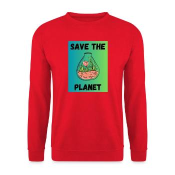 PLANETE. JOUR DE LA TERRE. ECOLOGIE. PLANETE. BIO - Sweat-shirt Unisexe - rouge - Devant - Alina (178cm) & Michal (187cm)