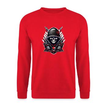 Illustration américaine crâne de motard - Sweat-shirt Unisexe - rouge - Devant - Alina (178cm) & Michal (187cm)