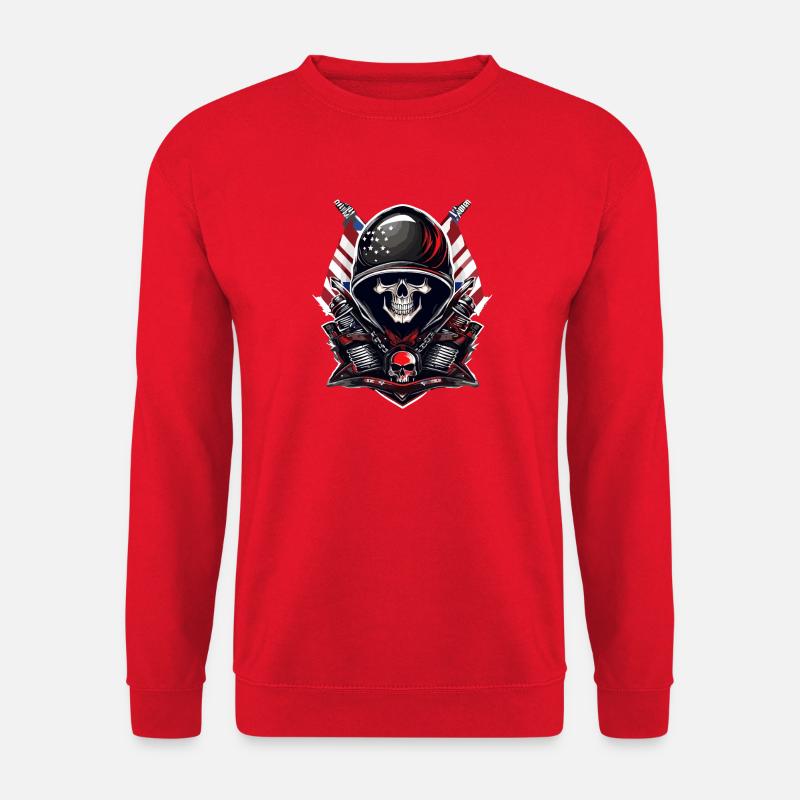American illustration biker skull - Unisex Sweatshirt - red