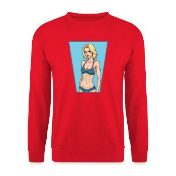 Fitness Mädchen - Unisex Pullover - Rot - Vorne - Alina (178cm) & Michal (187cm)