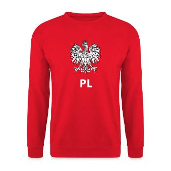 T-Shirt des Adlers des Polnischen PL Patriotisches Symbol - Unisex Pullover - Rot - Vorne - Alina (178cm) & Michal (187cm)