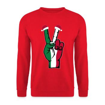 Italy Flag Christmas Peace Symbol - Unisex Sweatshirt - red - Front - Alina (178cm) & Michal (187cm)