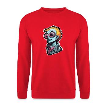 Blauer Punk mit Neon Goggles - Unisex Pullover - Rot - Vorne - Alina (178cm) & Michal (187cm)