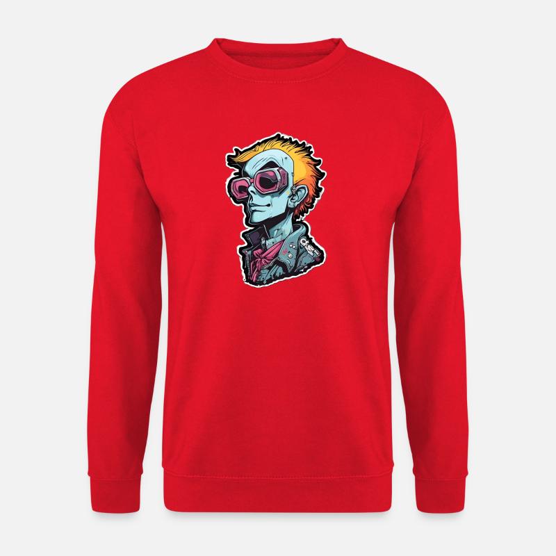 Blue Punk with Neon Goggles - Unisex Sweatshirt - red
