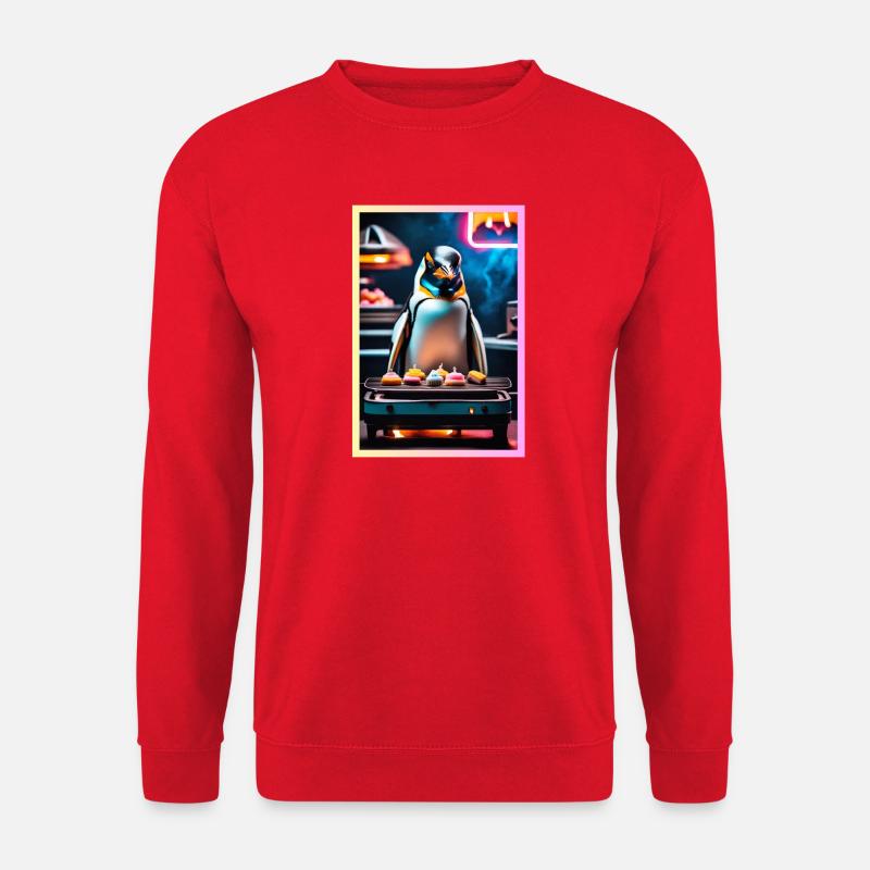 Pinguin Grillparty Neon Kuchen - Unisex Pullover - Rot