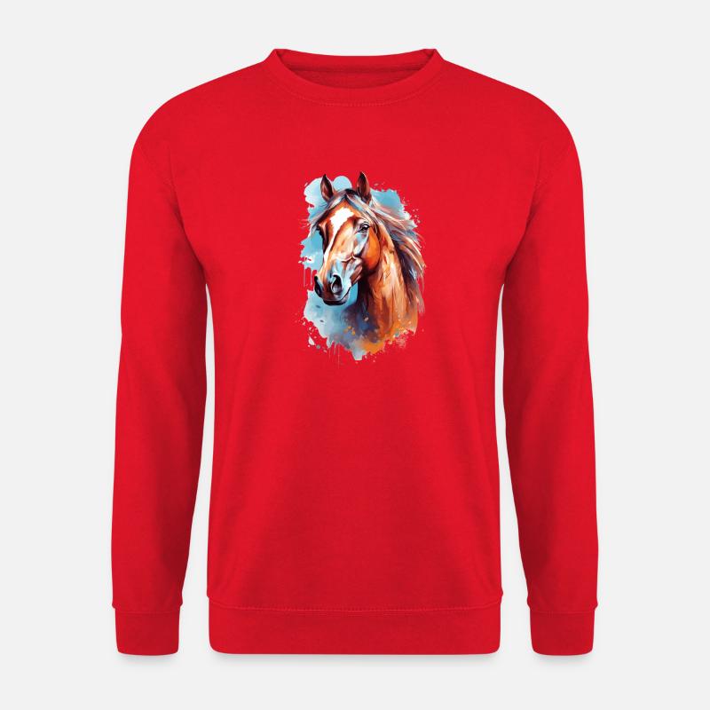 Aqaurell Horse Design - Unisex Sweatshirt - red