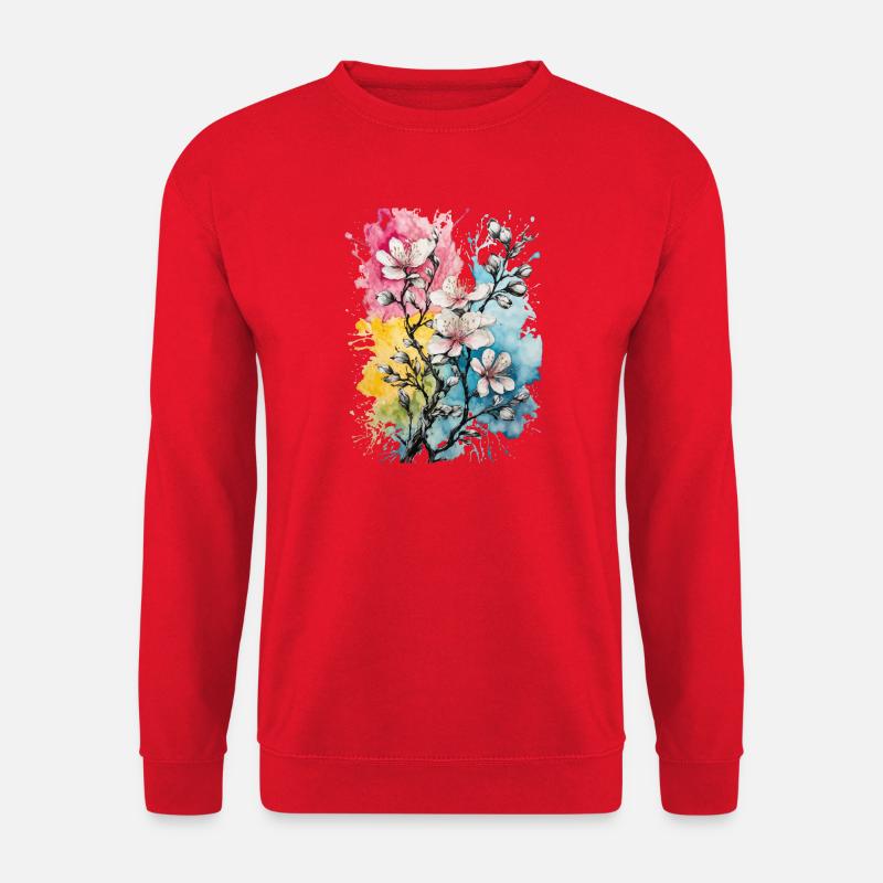 Mandelblütenzauber in Pastell-Aquarell - Unisex Pullover - Rot