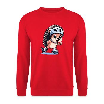 Speedy Hedgehog: Rollschuh-Champion - Unisex Pullover - Rot - Vorne - Alina (178cm) & Michal (187cm)