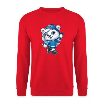 Bear Polar Bear Girl Ice Skating Ice Skating - Unisex Sweatshirt - red - Front - Alina (178cm) & Michal (187cm)