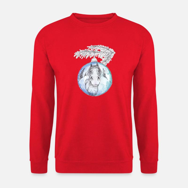 Weihnachtskugel Merry Christmas blau Pferd - Unisex Pullover - Rot