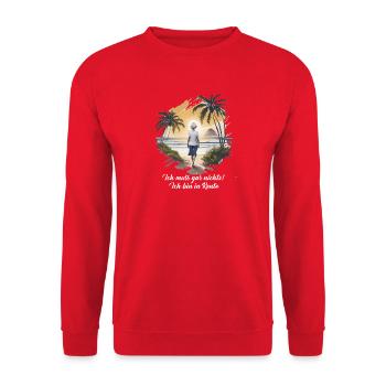Rentnerin muss gar nichts für dunkle Produkte - Unisex Pullover - Rot - Vorne - Alina (178cm) & Michal (187cm)