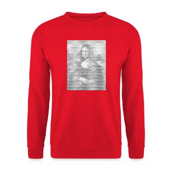 Mona Lisa - La Joconde - ASCII Art - Pixel - Sweat-shirt Unisexe - rouge - Devant - Alina (178cm) & Michal (187cm)