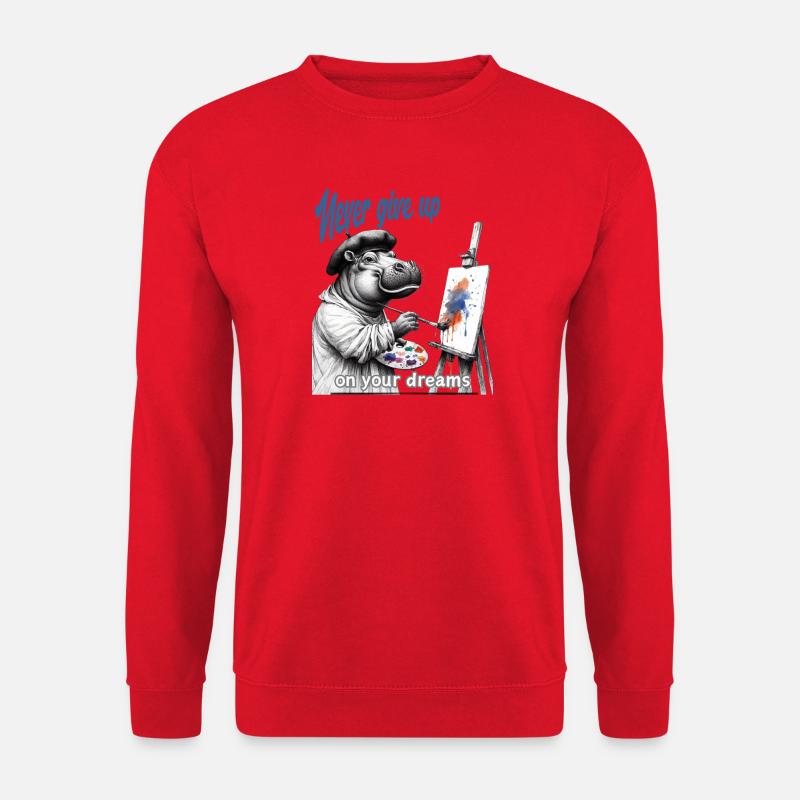 Never give up Painter Hippo - Unisex Sweatshirt - red
