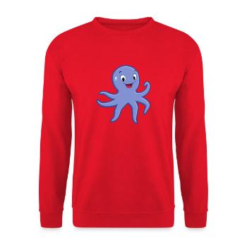 Blue Playful Octopus Cartoon Undersea Icon - Unisex Sweatshirt - red - Front - Alina (178cm) & Michal (187cm)