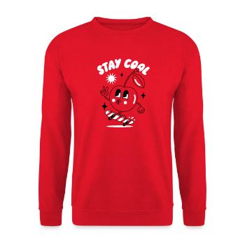 Bleib cool Motivierendes Lächeln Design - Unisex Pullover - Rot - Vorne - Alina (178cm) & Michal (187cm)