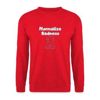 Normalize Sadness – Depression Is Real Shirt - Unisex Pullover - Rot - Vorne - Alina (178cm) & Michal (187cm)