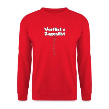 Verflixt & Zuenäht – Chemise Scar Pride - Sweat-shirt Unisexe - rouge - Devant - Alina (178cm) & Michal (187cm)