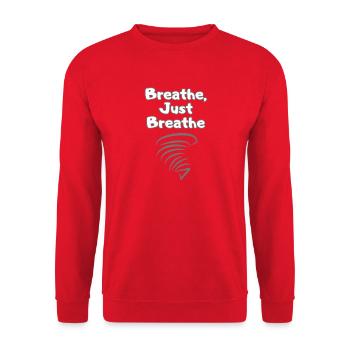 BREATH Durchatmen Selfcare – Self Love Statement - Unisex Pullover - Rot - Vorne - Alina (178cm) & Michal (187cm)