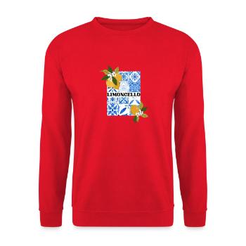 Limoncello – Citrus and Azulejo Pattern - Unisex Sweatshirt - red - Front - Alina (178cm) & Michal (187cm)