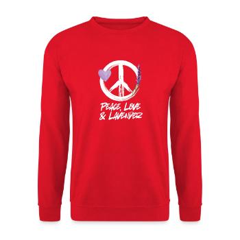 Love, Peace & Lavender - Unisex Sweatshirt - red - Front - Alina (178cm) & Michal (187cm)