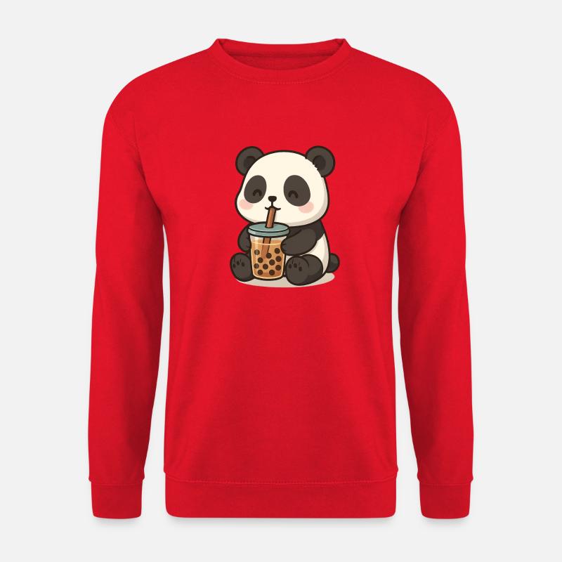 Pandabär mit Bubble Tea - Unisex Pullover - Rot