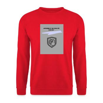 Motivierender Schutzsymbol Druck - Unisex Pullover - Rot - Vorne - Alina (178cm) & Michal (187cm)
