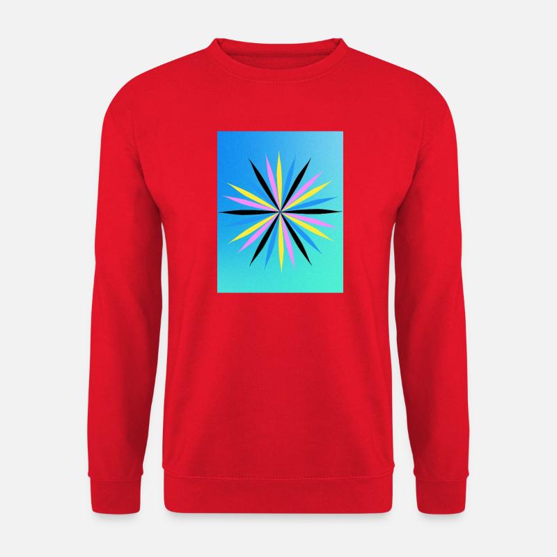 Lebendiges geometrisches Starburst-Design - Unisex Pullover - Rot
