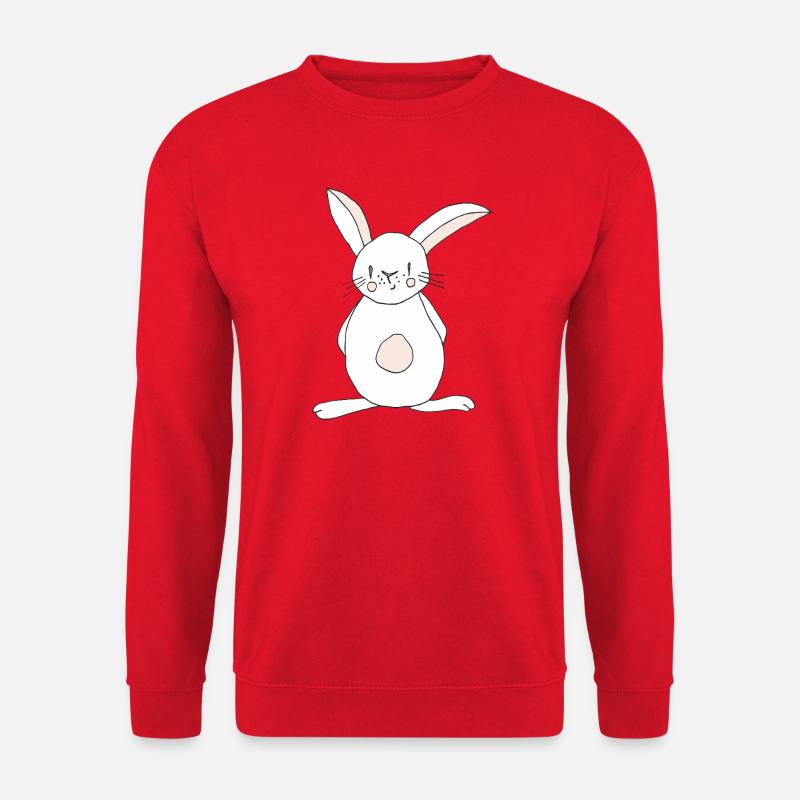 Niedlicher Hasenkarikatur Druck - Unisex Pullover - Rot