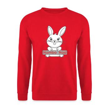 Smiling bunny with logo - Unisex Sweatshirt - red - Front - Alina (178cm) & Michal (187cm)