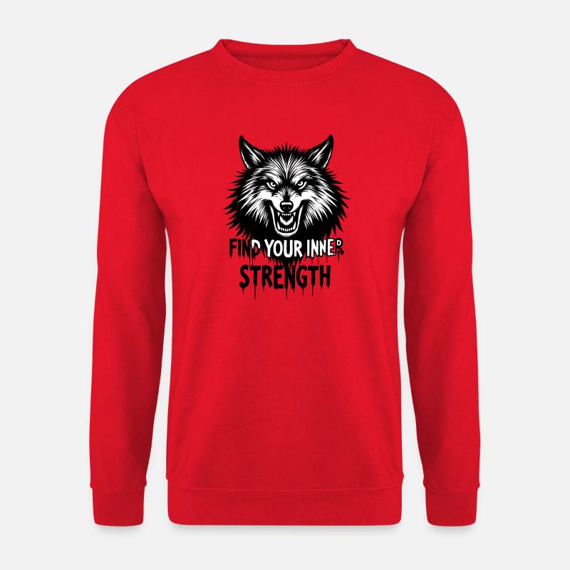 Grimmiger Wolf Emblem T-Shirt Design - Unisex Pullover - Rot