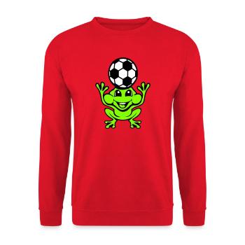 Frog Soccer Header Ball Playing Toad - Unisex Sweatshirt - red - Front - Alina (178cm) & Michal (187cm)