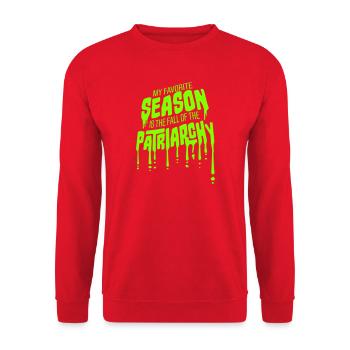 My Favorite Season Is The Fall Of The Patriarchy - Unisex Sweatshirt - red - Front - Alina (178cm) & Michal (187cm)