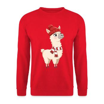 Winter alpaca with hat and scarf - Unisex Sweatshirt - red - Front - Alina (178cm) & Michal (187cm)