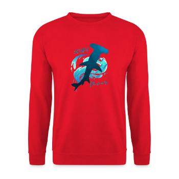 Plongeur Hammerhead Shark T-Shirt Cadeau de plongeur - Sweat-shirt Unisexe - rouge - Devant - Alina (178cm) & Michal (187cm)