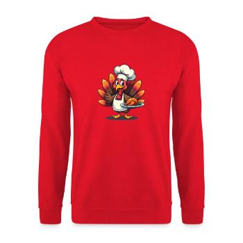 Thanksgiving Truthahn Koch Thanksgiving - Unisex Pullover - Rot - Vorne - Alina (178cm) & Michal (187cm)