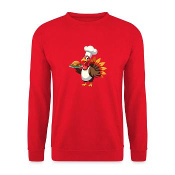 Thanksgiving Truthahn Koch Thanksgiving - Unisex Pullover - Rot - Vorne - Alina (178cm) & Michal (187cm)