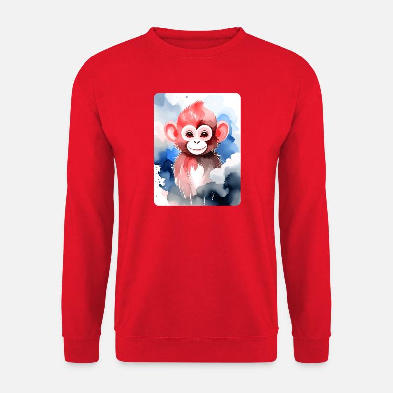 Little Monkey (Portrait) (Reddish-Brown) - Unisex Sweatshirt - red